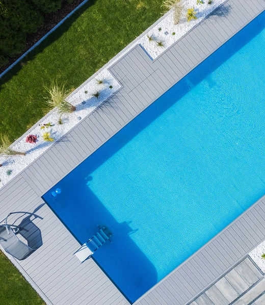 luxury pool aerial scene